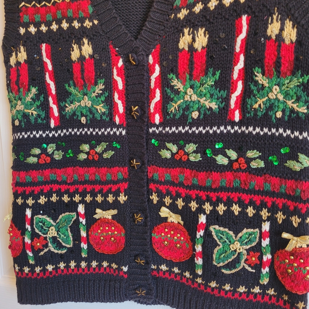 Vintage Grandpa Ugly Christmas Sweater Vest Med - Picture 5 of 7